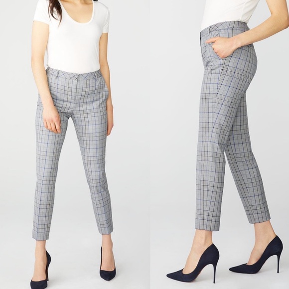 NWOT RW&CO Grey Plaid Slim Leg Ankle Pant - Picture 1 of 5